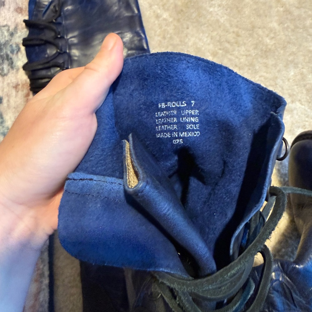 Freebird by Steven 100% Genuine Leather ‘Rolls’ Blue Over the Knee Lace Up Boots - Picture 10 of 11
